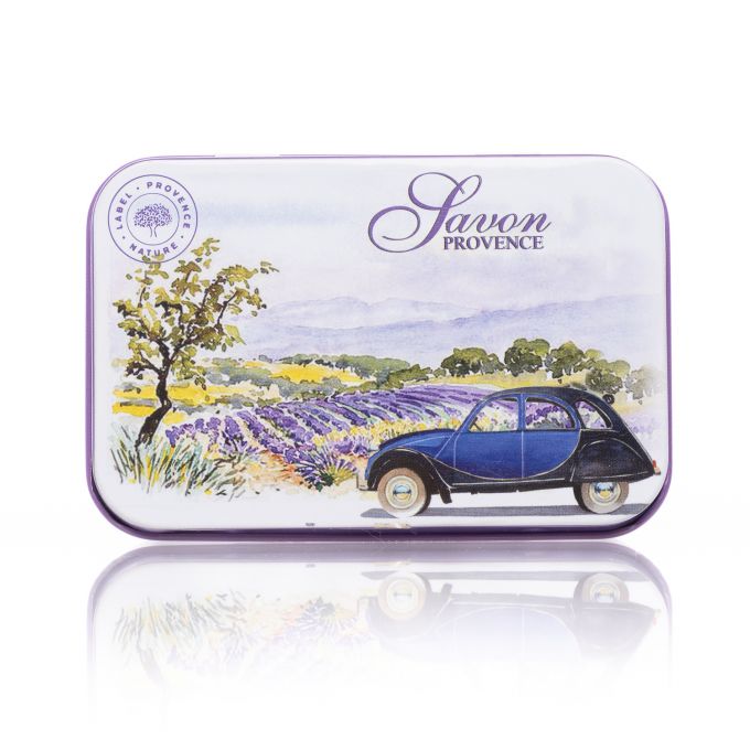 savon BOITE B CHAMPS DE LAVANDE ET VOITURE BLEUE label provence nature