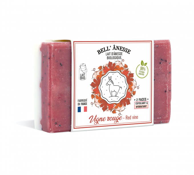 SAVON BI FACE AU LAIT D'ÂNESSE BIO VIGNE ROUGE EXFOLIANT