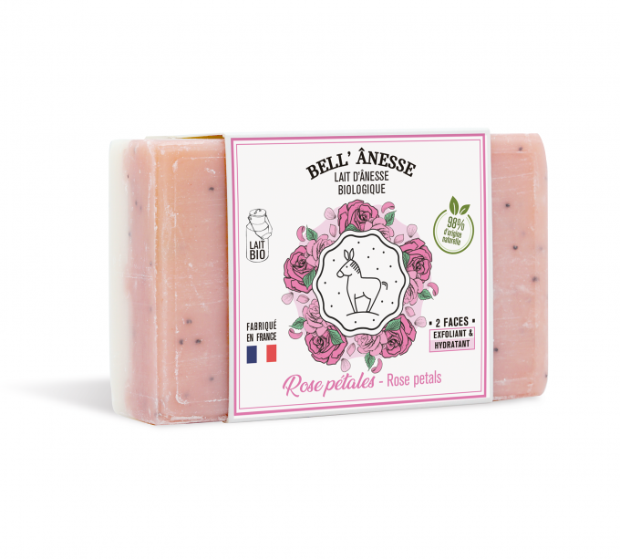 SAVON BI FACE AU LAIT D'ÂNESSE BIO ROSE EXFOLIANT