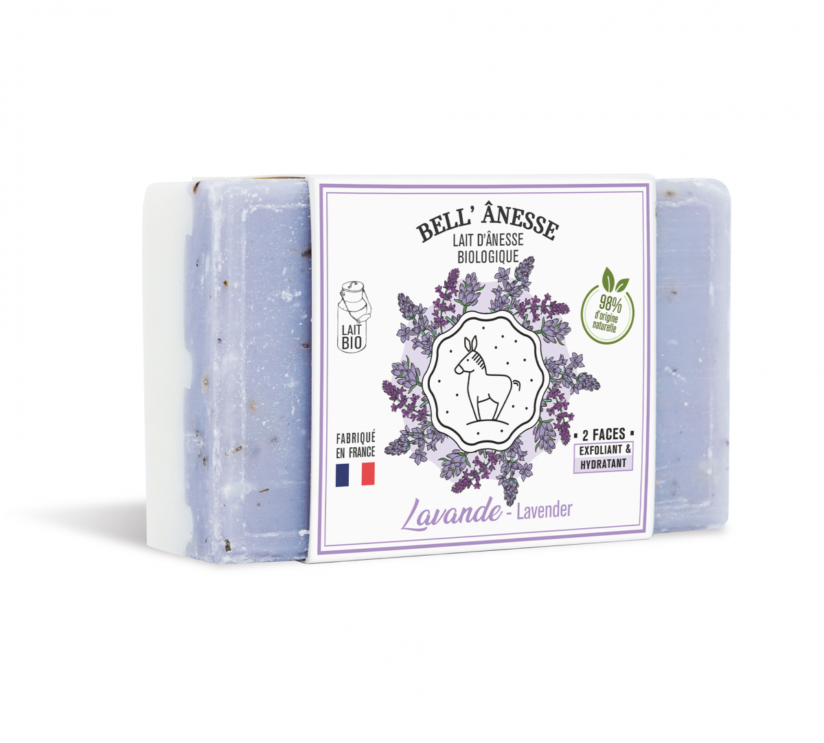 SAVON DOUBLE FACE 125G LAVANDE ET LAIT D'ANESSE BIO GOMMANT SAVON DOUBLE FACE 125G LAVANDE ET LAIT D'ANESSE BIO GOMMANT
