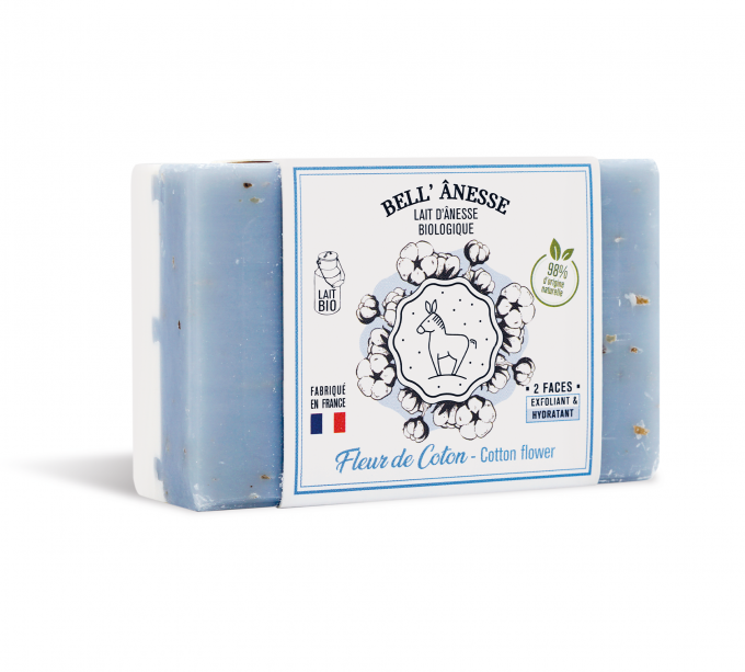 SAVON BI FACE AU LAIT D'ÂNESSE BIO FLEUR DE COTON EXFOLIANT