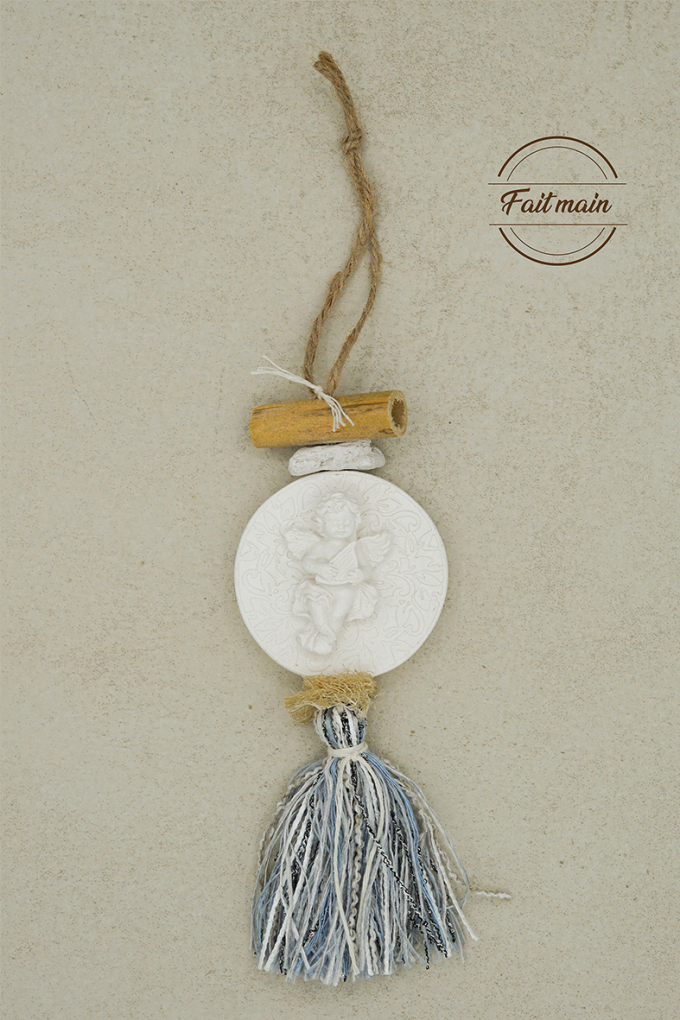 copy of TRESSE COEUR BLANC FLEUR DE COTON BOULE LAVANDE-MEDAILLON CIGALE PLATRE