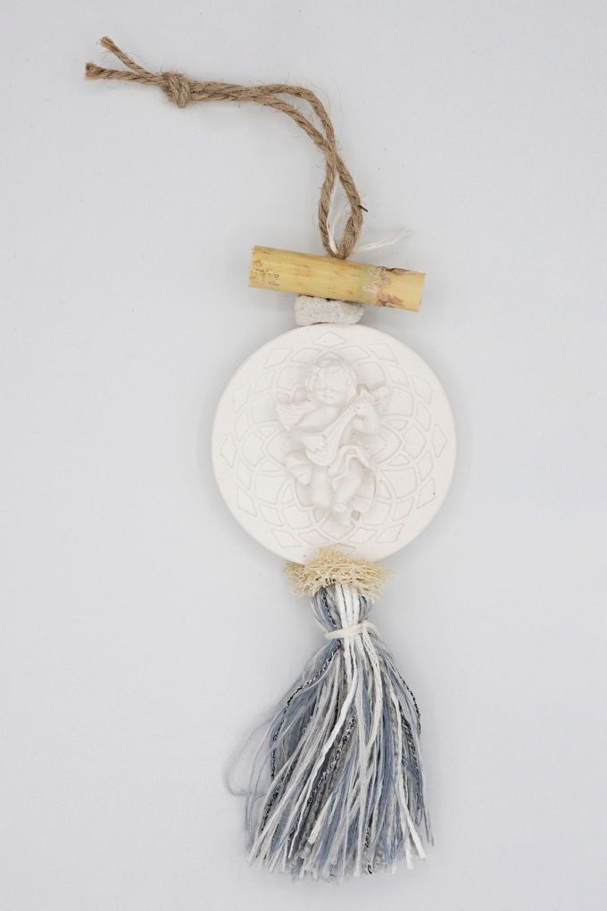 copy of TRESSE COEUR BLANC FLEUR DE COTON BOULE LAVANDE-MEDAILLON CIGALE PLATRE