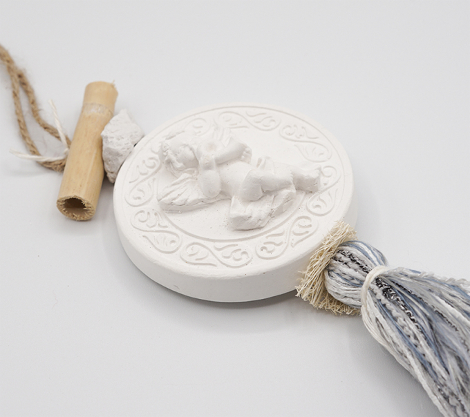 copy of TRESSE COEUR BLANC FLEUR DE COTON BOULE LAVANDE-MEDAILLON CIGALE PLATRE