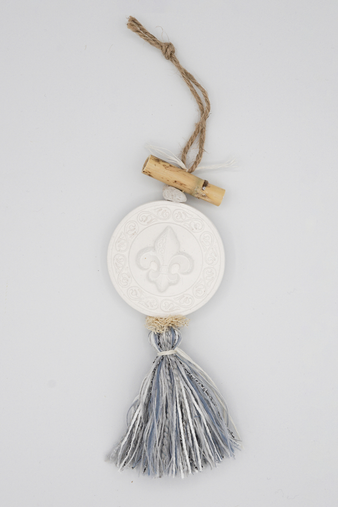 copy of TRESSE COEUR BLANC FLEUR DE COTON BOULE LAVANDE-MEDAILLON CIGALE PLATRE